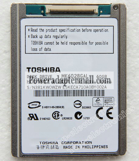 1.8"Toshiba 60GB MK6028GAL HDD For DELL Latitude XT/D420/D430